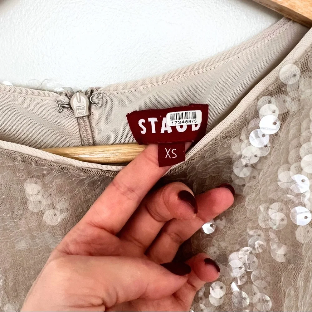 STAUD Eton Sequin Mini Dress in Moon Size XS - Picture 9 of 12